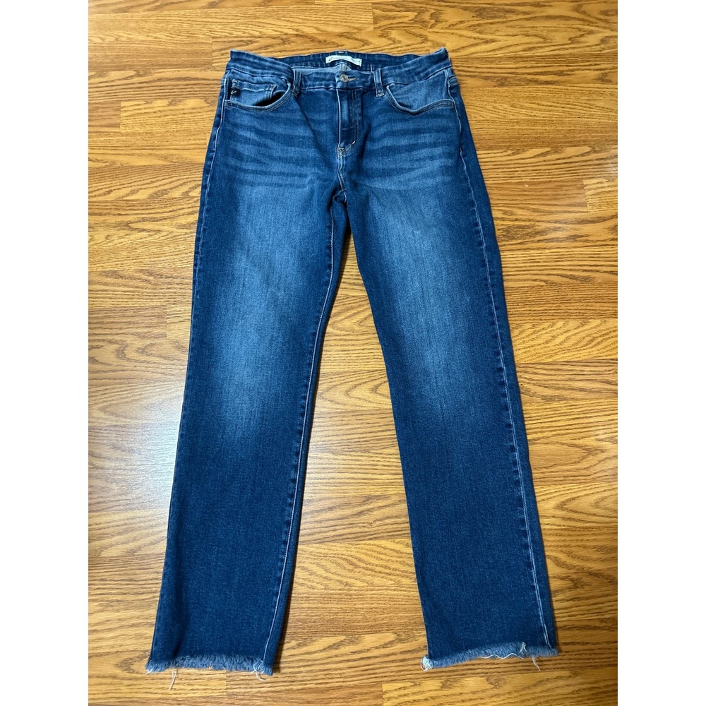 KanCan High Rise Straight Leg Raw Hem Jeans Med Wash Blue Size 30 Style 221753